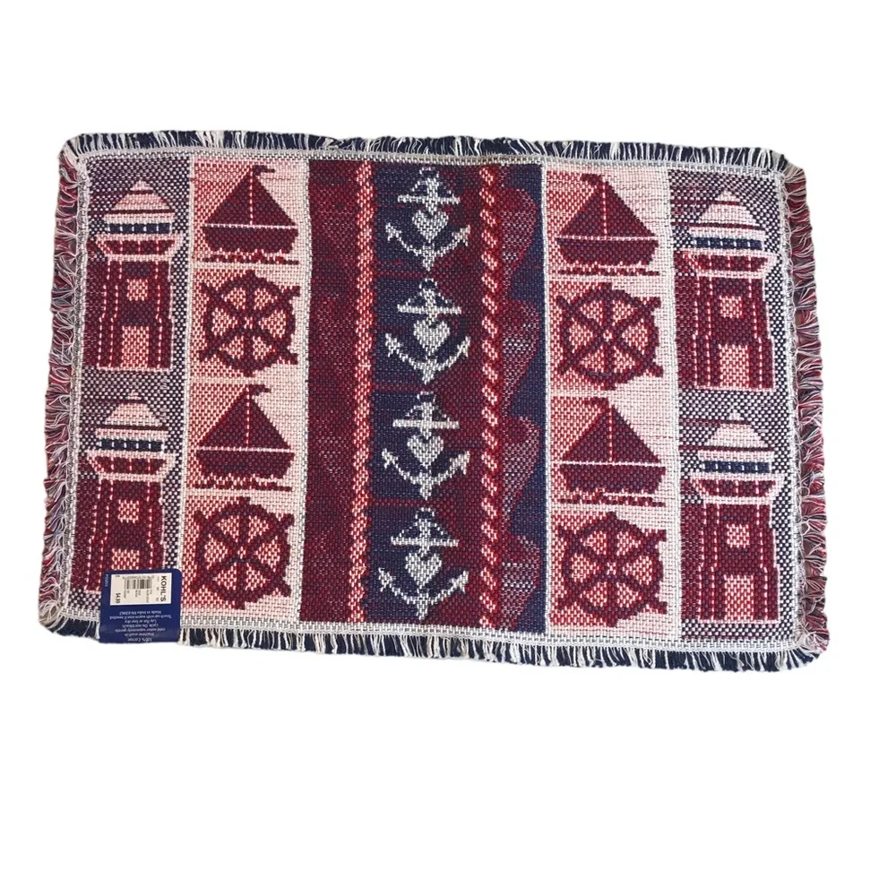 Nautical Placements Set Of 2 Seaside Red White Blue Anchor Boat Lighthouse Woven